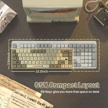 ATTACK SHARK AK680 60% 有线机械游戏键盘，支持热插拔轴体，RGB 彩虹背光，UV 印刷，EVA 音效控制，防鬼键，可编程，红轴 - 彩色 - 查看 4