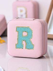 1 件多功能 Ins 风格便携式珠宝收纳盒，带拉链，天鹅绒和 PU 材质，多层，可容纳戒指、耳环、项链和其他配饰，适合女士返校收纳整理器旅行必需品返校宿舍收纳秋季装饰 - 粉色 - 查看 31