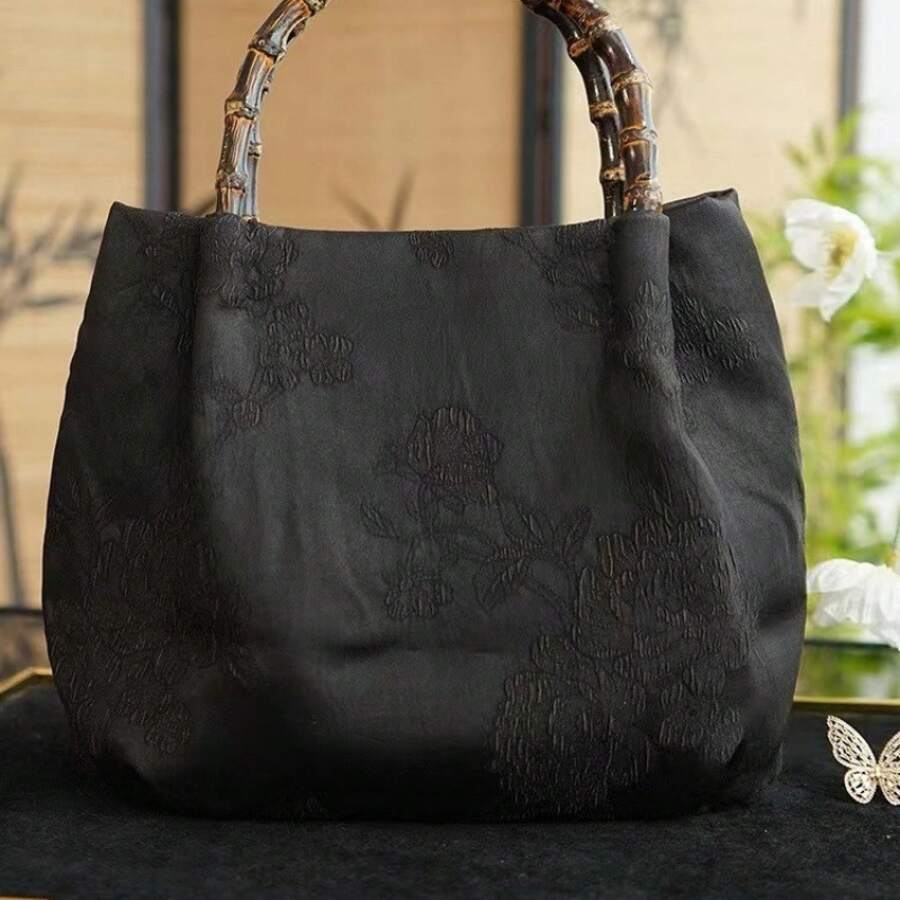 Women Crossbody - 黑色竹節包 - 查看 1