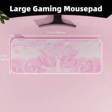 RGB LED Gaming Mouse Pad 14 Modes Glow Pad Extra Large Gaming Mousepad Waterproof Rubber Non Slip Cute Sakura Mat Extended Big Keyboard And Mouse Pad Mat For Gamer Office Home XXL 800*300*4mm - 粉色 - 查看 3