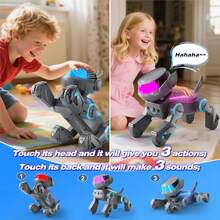 Robot Dog For Kids,Programmable Smart Robotic Dog With Multi-Color LED Eyes, Singing Dancing Rechargeable Remote Control Robot Pet Interactive Toy Christmas Gift For Boys & Girls Ages 3-8 - Grey - View 5