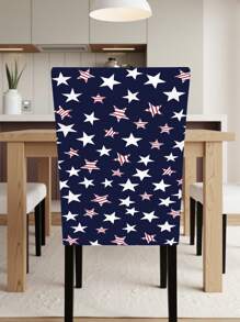 1pc, Simple Star Blue Stool Cover, High Elastic Polyester Fiber Dustproof Chair Cover, Removable Washable Chair Protective Cover, Suitable For Home, Company, Restaurant