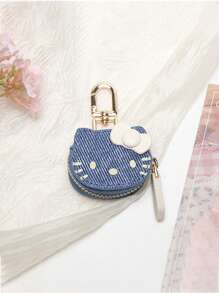 Sanrio 可爱卡通 Hello Kitty 钥匙扣，优质 PU 皮革包袋饰品，3D 蝴蝶结，适合女士的可爱礼物，生日圣诞派对礼物，适用于钱包、配件收纳车内配件 Goth Y2k