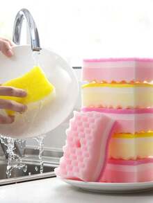 1 buc. burete de spălat vase ondulat cu strat dublu, lavetă de curățare a vasei
