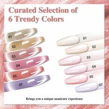 MIQH 2025 Moonlight Cat Eye Gel Nail Polish Set 6 Plus 1 Colors Magnet Tool Included UV LED Lamp Soak Off Professional Long Lasting Fashion Shades Perfect Gift For Girlfriend Mother Or Daughter Comfortable Manicure - Hồng Tím - Xem 2