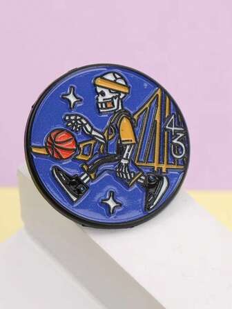 Cartoon Skeleton Playing Basketball Enamel Metal Funny Pins Brooches Badges Backpack Clothing Accessories Jewelry Gift For Kids Christmas
