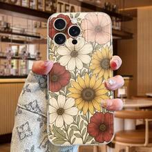 Custodia per telefono: adatta per serie 16/15/14/13, custodia per telefono sottile, tocco morbido, protettiva, custodia per telefono in TPU con stampa a motivo di ramo di girasole, compatibile con custodia per 17, custodia per 17 Pro, custodia per 17 Pro Max - Colore misto 1 - Visualizzare 6
