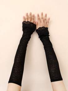 1 对蕾丝雪纺蕾丝臂套，户外防晒，夏季女士时尚透气臂套 - 蕾絲. - 查看 5