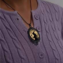 Collar con colgante de camafeo de bruja y cuervo, estilo gótico vintage con cuervo de cristal, collar gargantilla joyería mística de bruja, accesorio de regalo - como en la foto - Ver 5