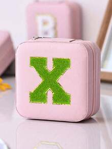 1 件多功能 Ins 风格便携式珠宝收纳盒，带拉链，天鹅绒和 PU 材质，多层，可容纳戒指、耳环、项链和其他配饰，适合女士返校收纳整理器旅行必需品返校宿舍收纳秋季装饰 - 粉色 - 查看 35