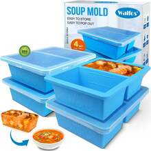 1-Cup Silicone Freezer Molds With Lid, 4 Packs Soup Freezer Ice Cube Tray For Food, Silicone Food Freezing Container For Storing And Freezing Soup, Broth, Sauce And Ice.,9821814 - 芥末黃 - 查看 1