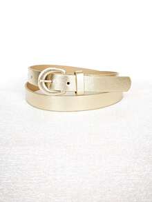 Half Moon Letter Buckle Belt - 金色 - 查看 1