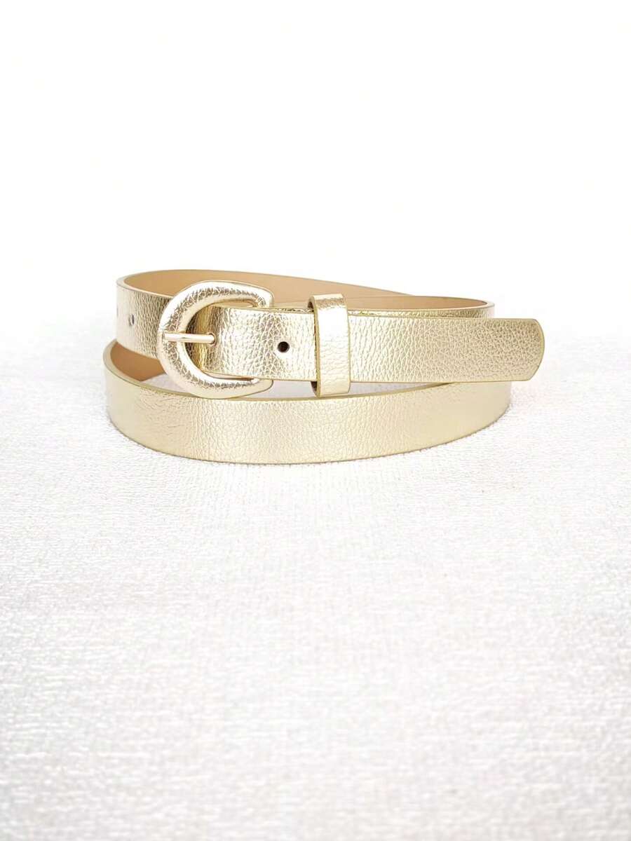Half Moon Letter Buckle Belt - 金色 - 查看 1