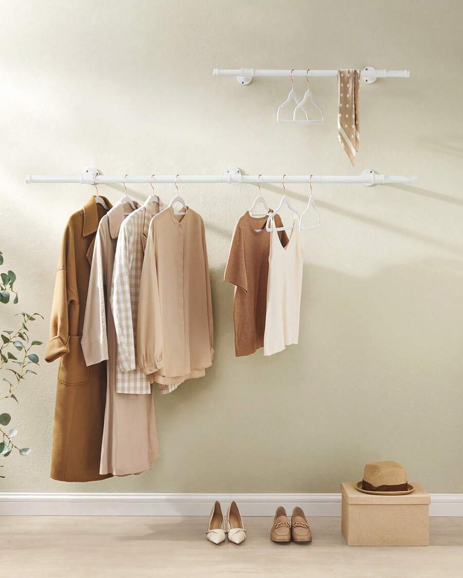 Crochet mural, style industriel, peu encombrant, 30,4 x 170 x 7 cm, capacité de charge de 68 kg, montage facile, pour espaces réduits, blanc nuage - 30 x 170 x 7 cm (P x L x H) - Voir 1