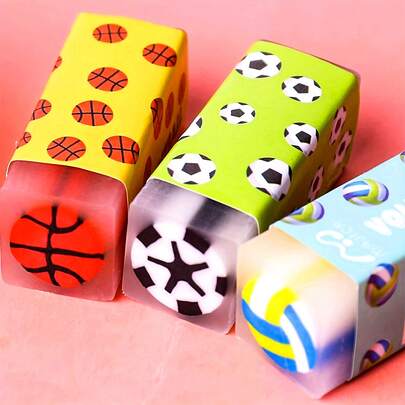 2 piezas de borradores deportivos, borradores de baloncesto, fútbol, voleibol, borradores divertidos, recuerdos de fiesta de cumpleaños con tema deportivo, regalos, recompensas en el aula, suministros de aprendizaje en el hogar