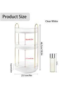 2/3layers360° Rotating Makeup Organizer, Adjustable Skincare Perfume Holder Rack, Large Capacity Cosmetic Storage Box, Multipurpose Rotating Storage Rack, Bathroom Accessories - 透明 - 查看 3