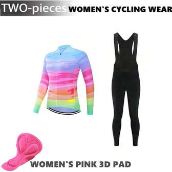 女士涤纶骑行连体衣 - 几何迷彩图案，高领，七分插肩袖，弹力针织面料，透气户外骑行服，撞色拼接细节