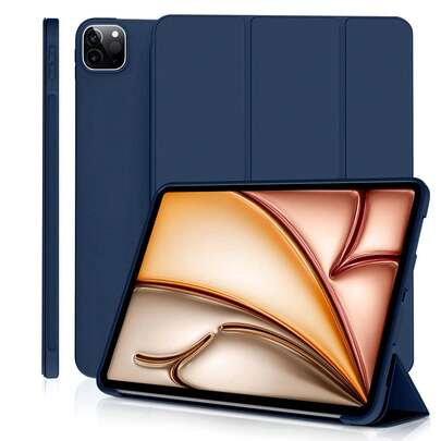 平板电脑保护套，适用于 10、11 (A16)、第九代 10.2 英寸及其他型号，三折支架，软壳，智能休眠/唤醒，轻巧防震，海军蓝，透明亚克力保护套，适用于 7、8、9、10.2 英寸平板电脑