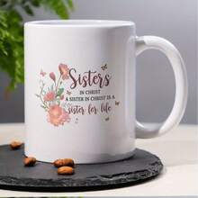 11 Oz Coffee Mug - In Christ's Life Jesus Bible Quotes With Flower And Design, Microwave And Dishwasher, Inspirational Women, Wives, Moms, Best Friends (Birthday, Mother's Day), Elegant Font Durable Beverage Cup - Pink - View 1