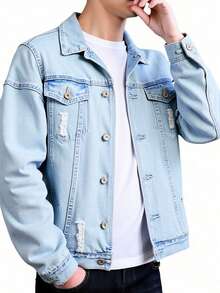 Men Denim Jackets - Blue - View 4