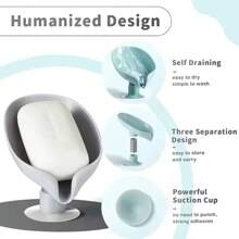 叶形皂架 - 自排水皂盒架，无孔且易于清洁的皂盒，带吸盘皂盒，适用于淋浴、浴室、厨房水槽