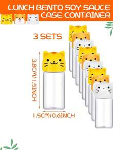3/1 Stück Bento Sojasauce Box Behälter Bento Box Zubehör, Mini Gewürz Plastikflasche mit Tropfer, süße Tier Lunch Saucen Box Behälter, geeignet für Wandern und Reise Lunch Salat Tomaten Sauce Sirup Öl, nachfüllbar und wiederverwendbar, Reise Zubehör