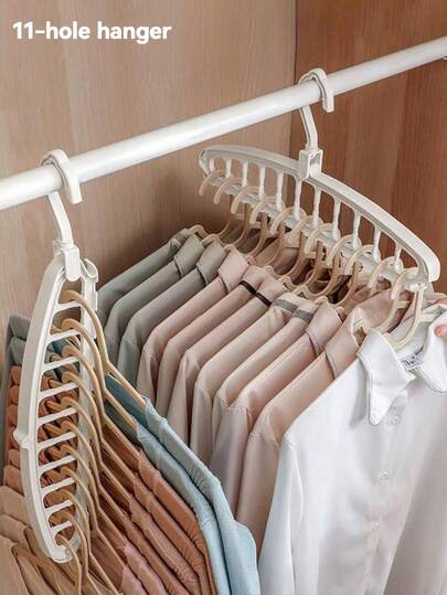 3pcs/11 Holes Hanger Decoration Holiday Decoration Room Decoration Home Decoration Bedroom Decoration Dress Pants Shoes Jeans Boots Skirt Bedroom, Storage Box, Storage Box, Home Storage, Women's White T-Shirt