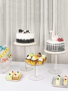 1/3/6 件亚克力蛋糕架，透明圆形纸杯蛋糕架，适用于甜点桌，甜点纸杯蛋糕糕点糖果展示架，适用于婚礼、活动、生日派对，蛋糕托，适用于纸杯蛋糕甜点蛋糕披萨 - 無色 - 查看 9