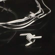 1 件仿铁丝花环 - 万圣节派对装饰道具，假铁丝网花环，营造怪诞氛围 - 銀色 - 查看 3