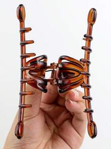 1 件新款复古法式木质大发爪适合梳理法式时尚发饰，适合日常旅行、聚会和返校佩戴动物发夹时尚发爪夹秋季配饰 - 彩色 - 查看 6