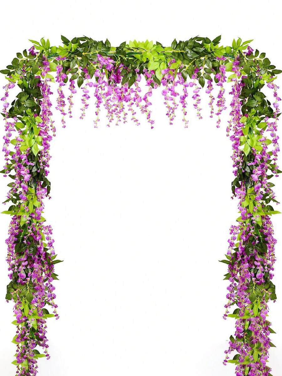 1 件人造绿色植物藤蔓装饰，婚礼装饰，客厅、卧室、餐厅、生日派对家居装饰 - 中紫紅色 - 查看 1