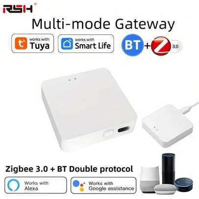 RSH Tuya Multi-Mode ZigBee & BT Smart Hub Gateways kompatibel med Alexa Home, Plug-and-Play-automation, uppnå sömlös enhetskontroll. Device Smart Life App fjärrkontroll Mesh Bridge
