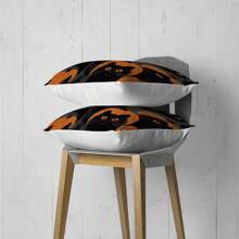 1 Stück/2 Stück Halloween Katzen- & Kürbis-Muster Polyester Kissenbezug [ohne Kissenfüllung], 45 x 45 cm/50 x 50 cm, [einseitiger Muster] Halloween Schwarze Katzen Kürbisse Dekorative Kissenbezüge für Sofa, Bett, Wohnzimmer, Schlafzimmer, Auto, Büro, Hotel, ganzjährig, perfektes Geschenk für Familie und Freunde