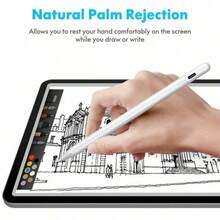 适用于 2018 年及之后 Apple iPad 的主动式触控笔，电容式触控笔，配备 2 个替换笔尖，防误触，精准控制，书写流畅，高端电容式触控笔（仅兼容 2018 年及之后 Apple iPad 系统，不适用于电阻式或电磁式屏幕）