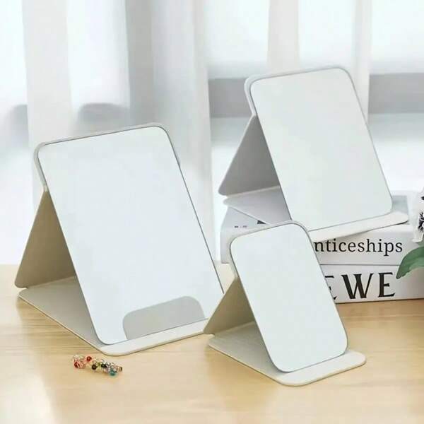 Portable Folding Faux Leather Vanity Mirror With HD Glass Surface - Ideal For Dorms, Travel & Beauty Gifts Back To School