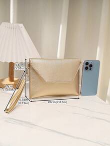 Women's New Fashion Gold Embossed PU Minimalist Clutch Bag, Envelope Wallet, Suitable For Ladies, Girls, Evening, Party, Shopping, Daily Commute, Travel And Other Occasions, Fashionable Clutch Bags For Woman, Party Bags,Perfect For Party Wedding Prom Dinner/Banquet Matching With Holiday Party Dress Evening Dress & Sequin Dress , Gold Bag - Gold - View 3