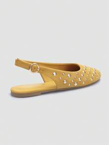 ADAMUMU New Women's High-Fashion Comfortable Sequin Flat Shoes, Cute For Everyday And Party Wear, Holiday & Spring/Summer - Mustard Yellow - View 7