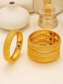 1 سوار من النحاس المطلي بالذهب عصري، مناسب للارتداء اليومي والمناسبات للنساء، هدية