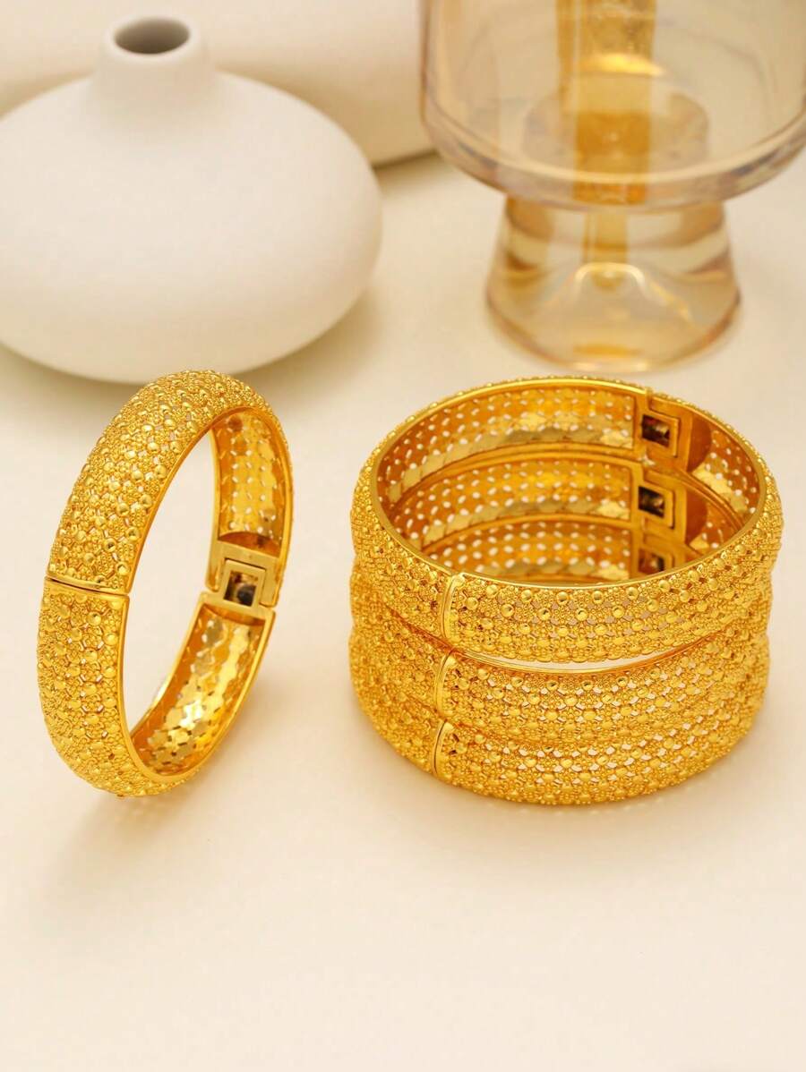 1 سوار من النحاس المطلي بالذهب عصري، مناسب للارتداء اليومي والمناسبات للنساء، هدية