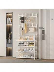 Shoe Racks, Simple Floor-To-Ceiling, Multi-Functional Hangers, Metal Modern Minimalist Shelves, Household Coat Racks - Multicolor - View 8