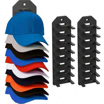 1/2/4 piezas Estante de almacenamiento de gorra de béisbol, Estante de gorra montado en la pared con adhesivo fuerte, Estante de exhibición de almacenamiento de sombrero de varias capas, Ganchos para colgar sombreros montados en la pared, Adecuado para puertas de armarios y dormitorios