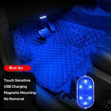 CyberDyer 2 szt. bezprzewodowe oświetlenie wewnętrzne LED do samochodu, 2 kolory oświetlenia wewnętrznego z 6 jasnymi koralikami LED, przenośna, ładowalna przez USB, dotykowa lampka nocna LED do wnętrza samochodu, dekoracja, akcesoria samochodowe, regały, szafki nocne, szafy