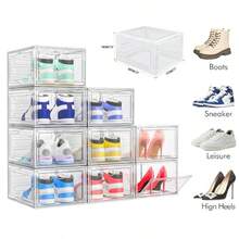 Royalswill Multi-Layer Transparent Thickened Shoe Box, Shoe Box With Magnetic Door, Stackable Storage Shoe Box, Shoe Storage, Dustproof And Waterproof, Multi-Functional Convenient Transparent Thickened Shoe Box - Clear - View 1