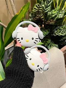 3D Sanrio Bag Pendant: Hello Kitty, Kuromi, My Melody 3D Earphone Case, Suitable For  1, 2, 3, Pro Wireless Bluetooth Earphone Protective Case, Made Of Soft Silicone, Also Serves As A Bag Decoration(Note: The Colors Of The Hooks Will Be Randomly Assigned).. - Kitty - View 1