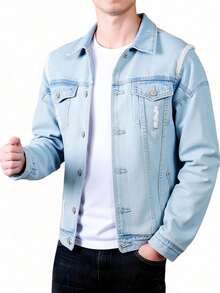 Men Denim Jackets - Blue - View 3