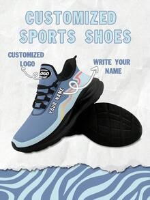 Custom Women's Wide Fit Sports Shoes, Personalized Customized Your Name And Logo, Midosole Suspension Technology Trainers With Breathable Mesh Design, Fashionable And Comfortable Thick Sole Sneakers, Stylish And Soft Athletic Footwear For Men And Women - Multicolor - View 2