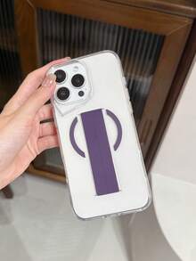1pc Transparent Phone Case, Anti-Drop Camera Hole Wrist Strap, Business Minimalist Design, Suitable For Gifting, Outdoor Travel, Parties, Anti-Lost, Good For Photography, Compatible With IPhone 11 To 16 Series Waterproof Shockproof Scratch Resistant - Purple - View 3