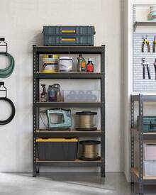 SONGMICS Étagère de Rangement, 5 Niveaux, 30 x 75 x 150 cm, Capacité de Charge 875 kg, pour Cave, Garage, Bureau, Noir - Noir - Voir 1