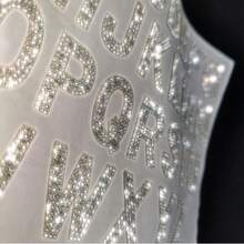 自粘式水钻4厘米英文字母贴纸，26颗大写水晶玻璃水钻DIY装饰 - 白色 - 查看 1