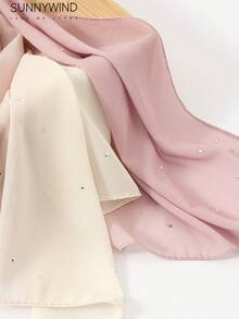 1pc Women's Solid Color Polyester Simple Elegant Scarf, For Daily Use For Dress - Pink - View 3